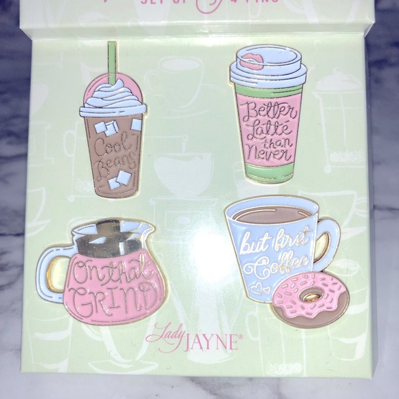 Set of 4 COFFEE enamel pins - Picture 3 of 3